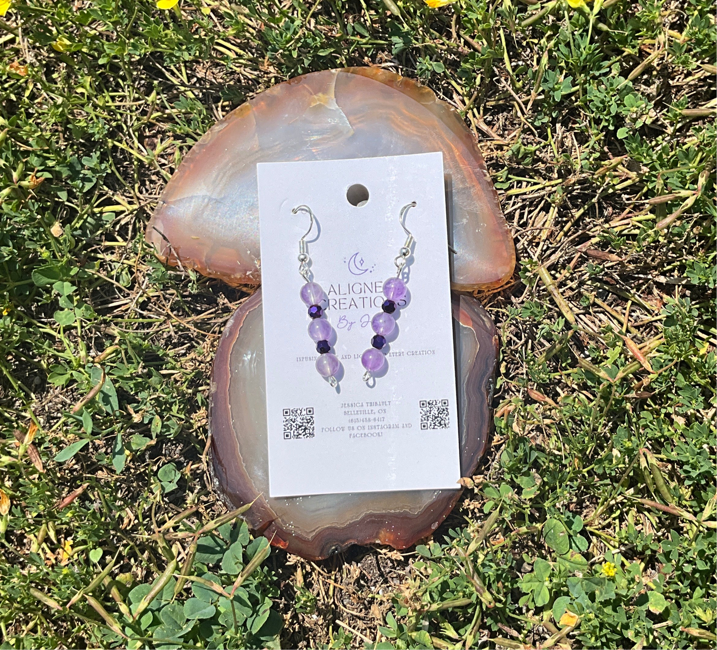Amethyst + Purple Beaded Earrings by Aligned Creations by Jess