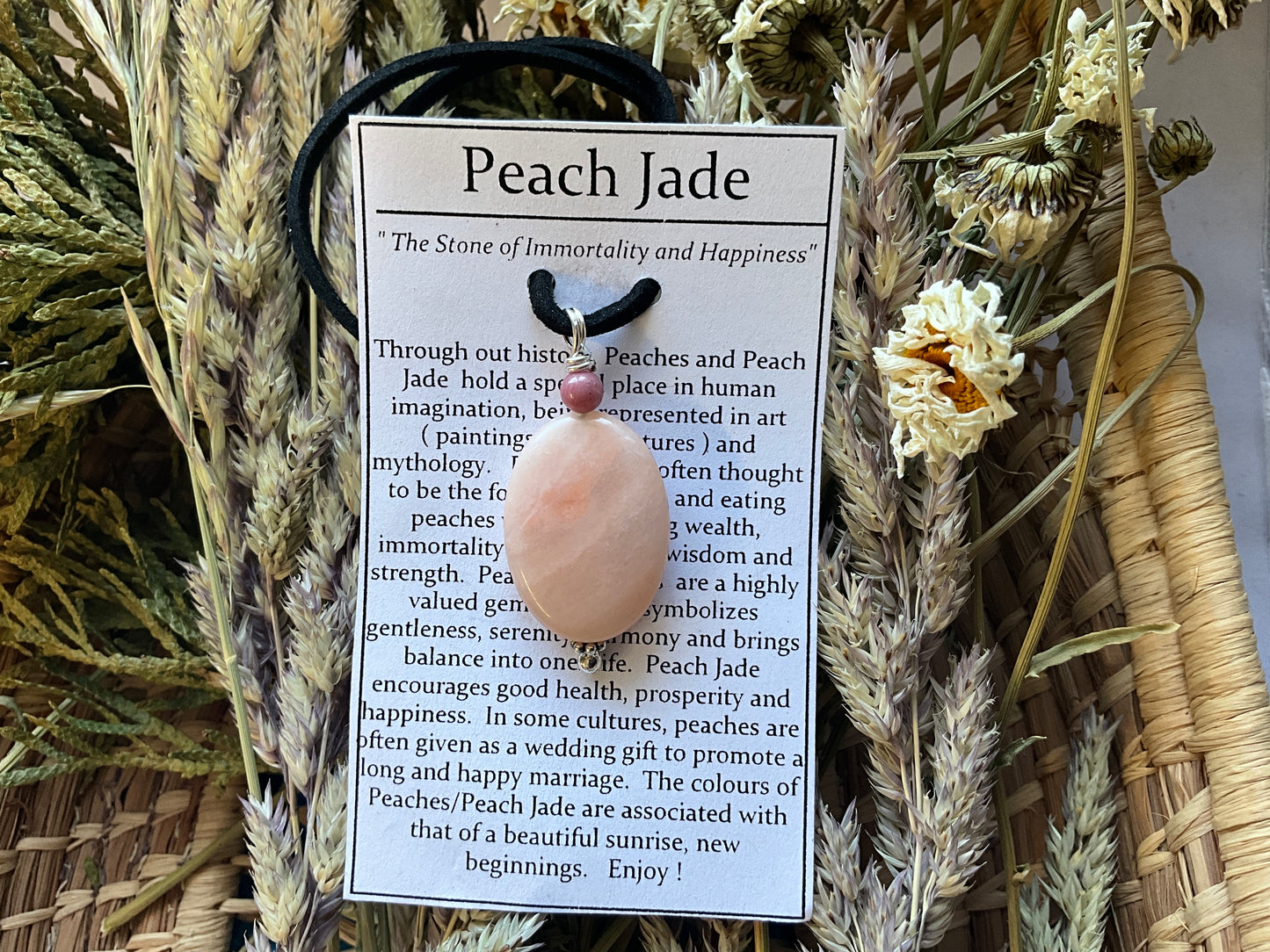 Peach Jade- Necklace Oval