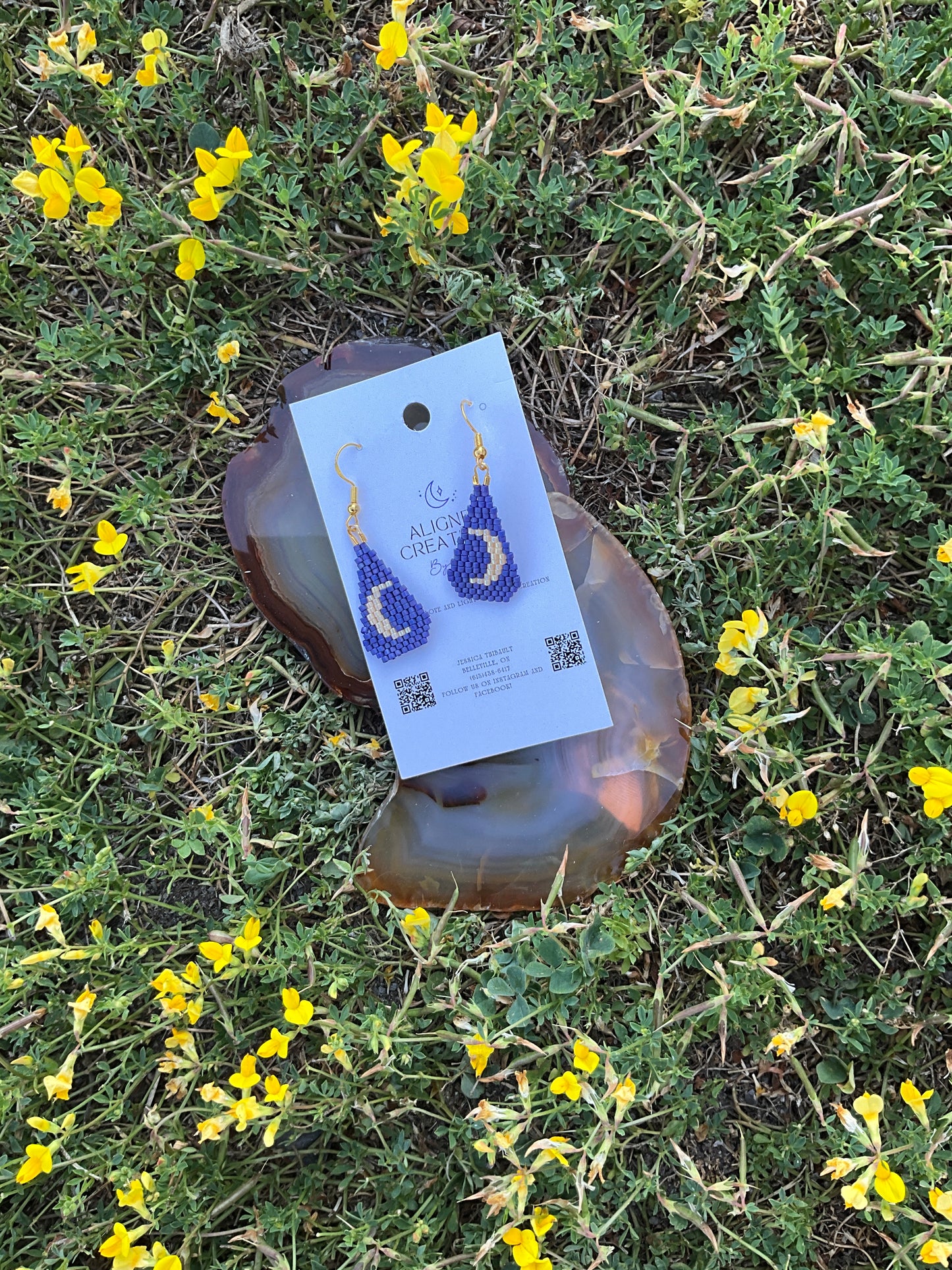 Blue Moon Beaded Earrings by Aligned Creation by Jess