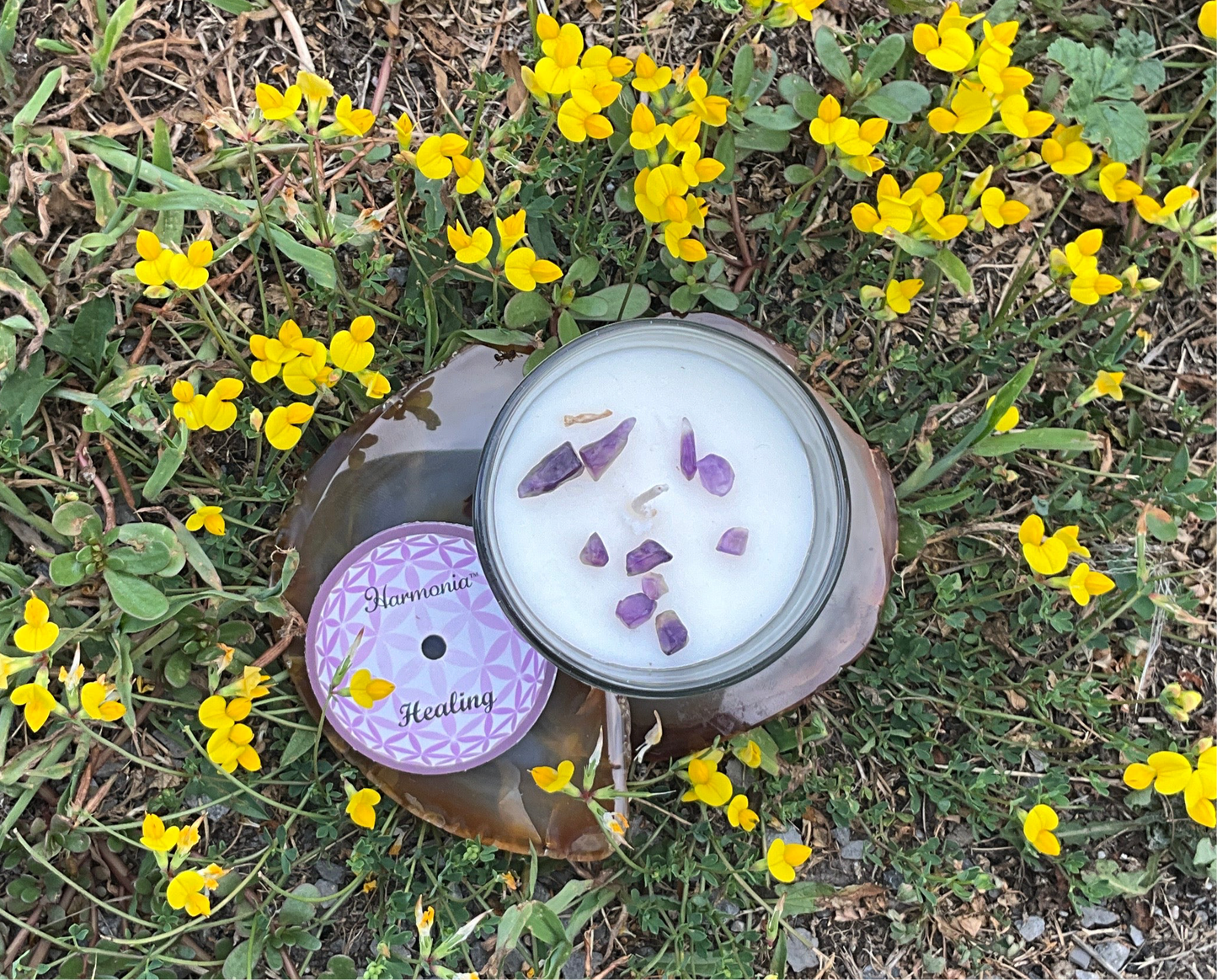 Harmonica Lavender Soy Wax Candle- Amethyst Healing