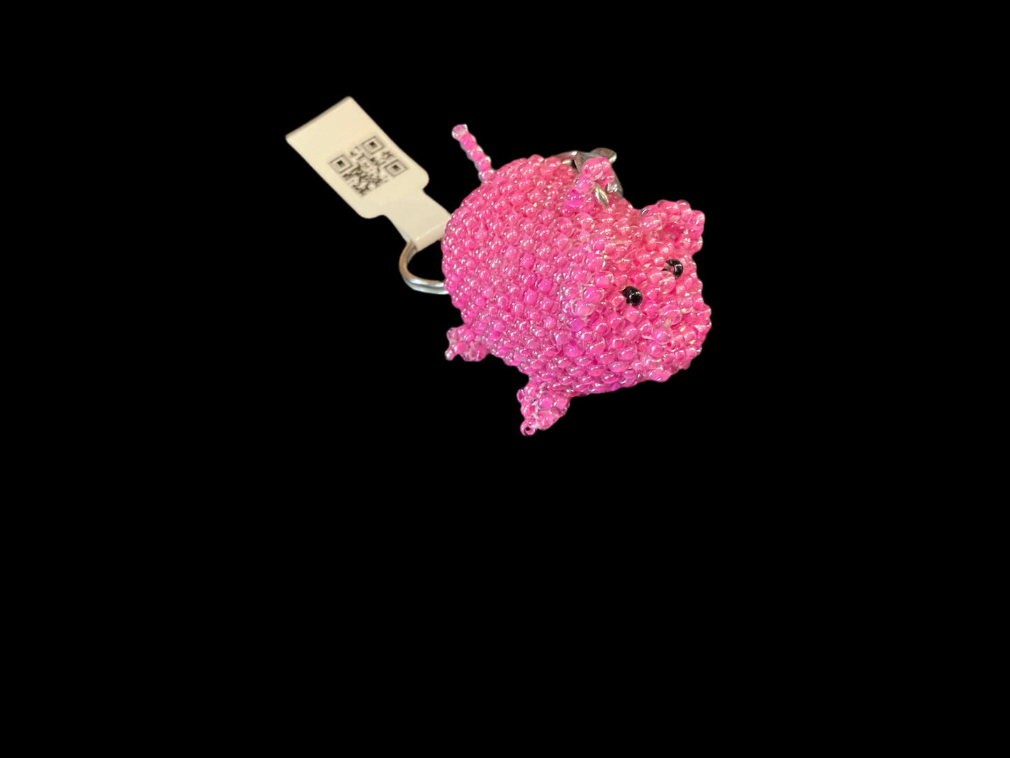 Beaded Pig keychain