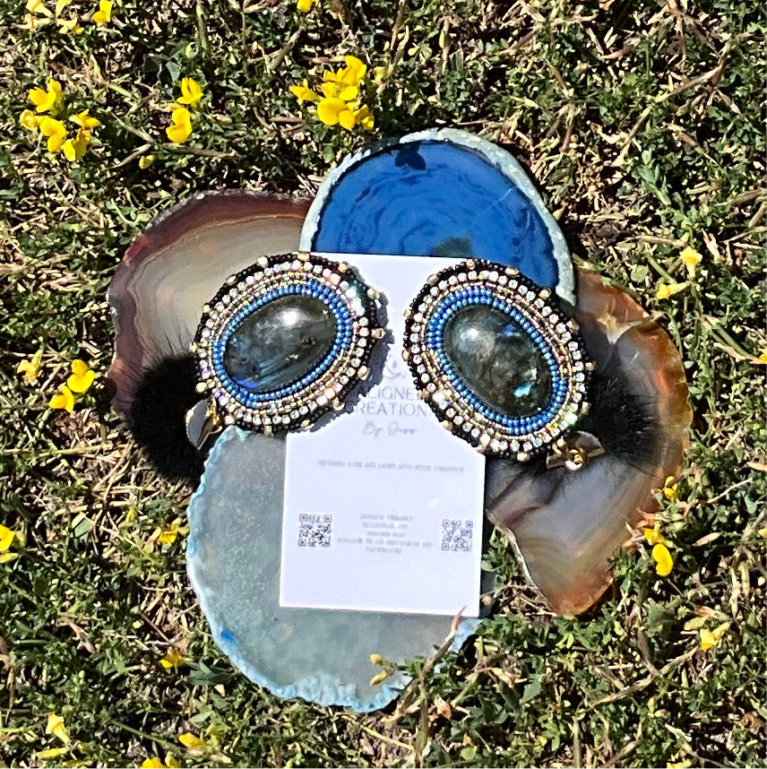 Labradorite Beaded Earrings by Aligned Creations by Jess