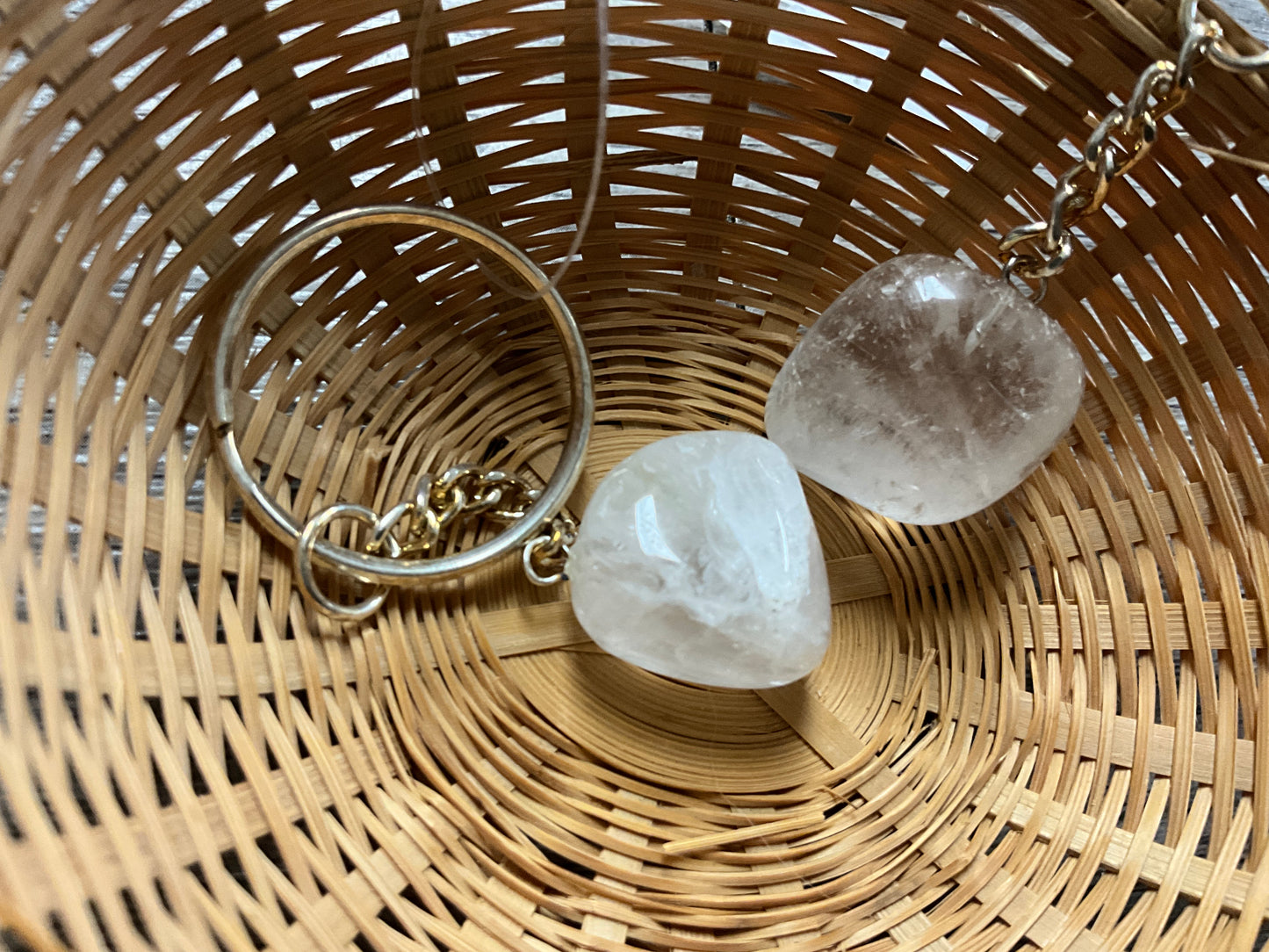 Clear quartz keychain