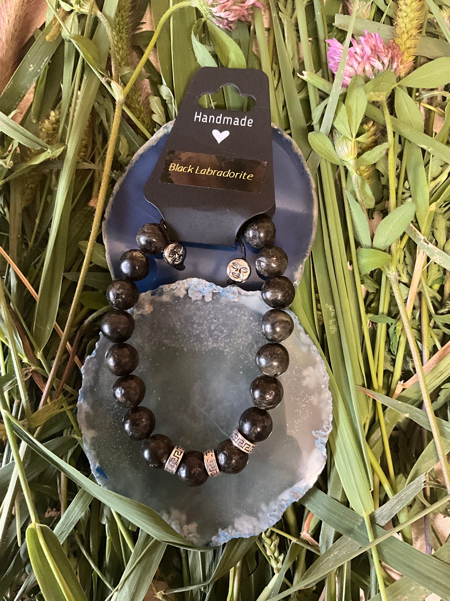 Influential Vibrations: Adjustable Bracelet - Black Labradorite