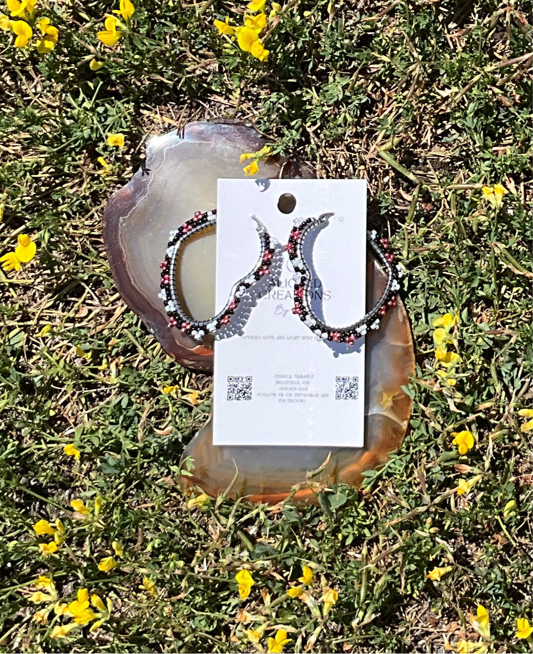 Beaded Heart Hoop Earrings by Aligned Creations by Jess