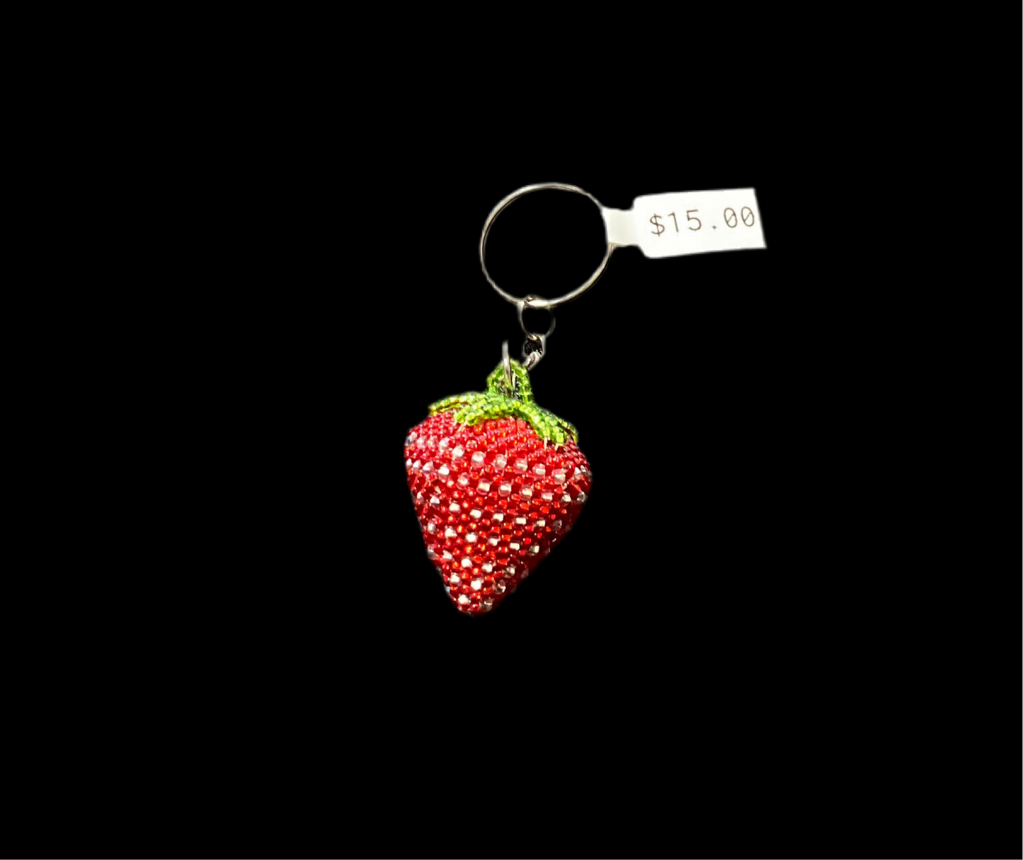 Strawberry Beaded Keychain