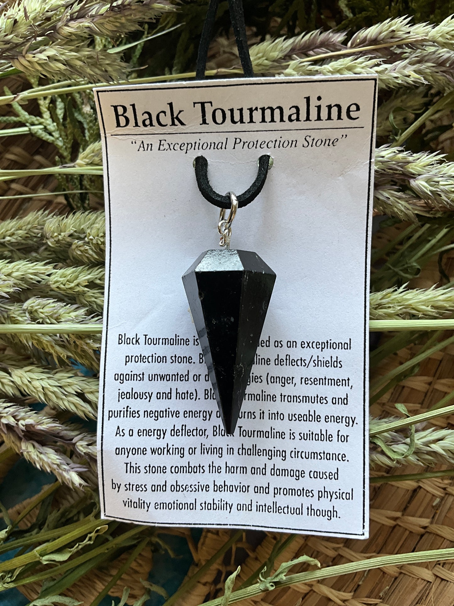 Black Tourmaline- Necklace hexagonal point