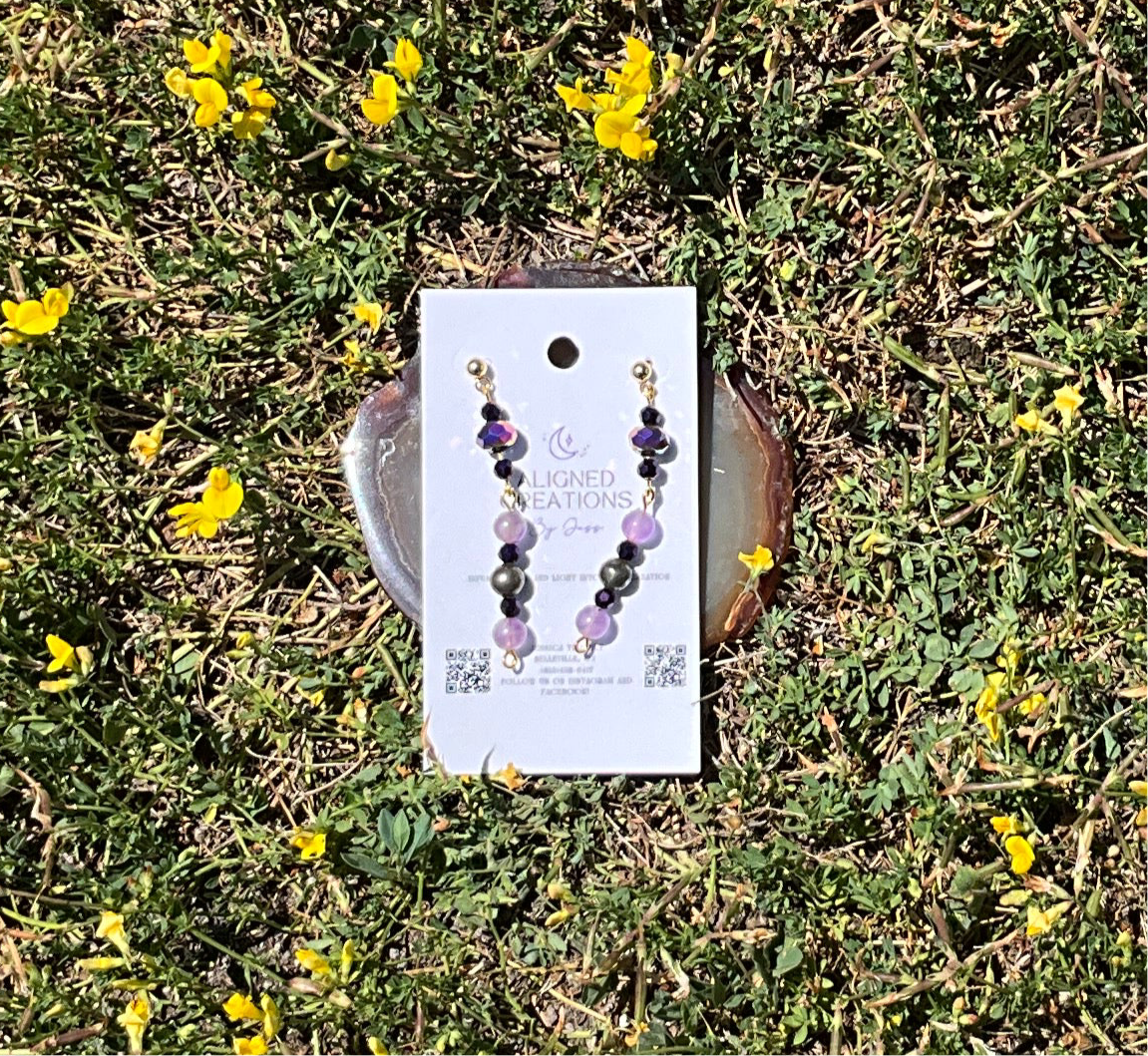 Purple Beaded Earrings - Aligned Creations by Jess