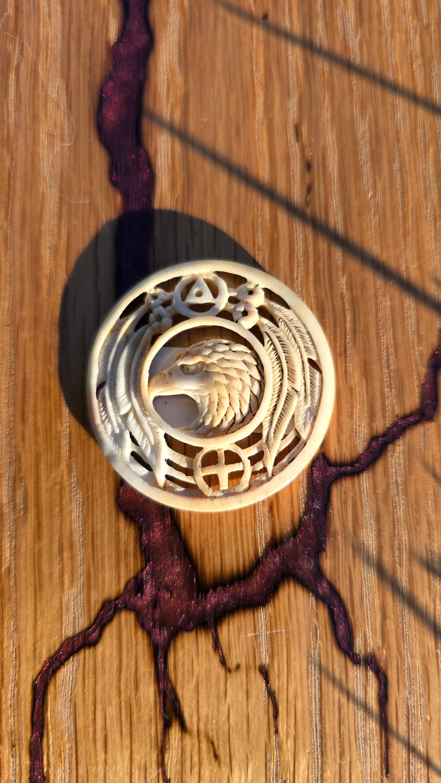 Eagle and Feather Antler Carving