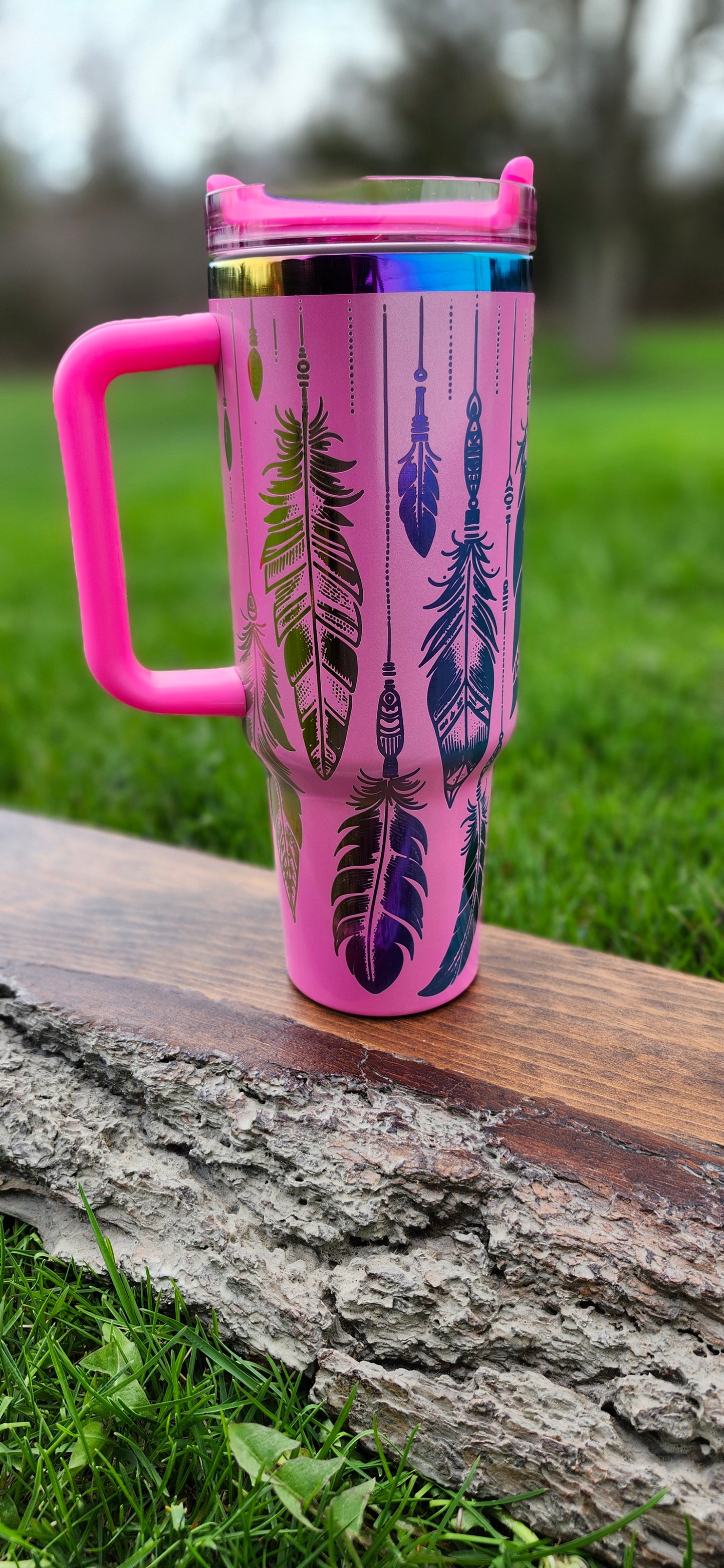 Pink Tumbler Feathers