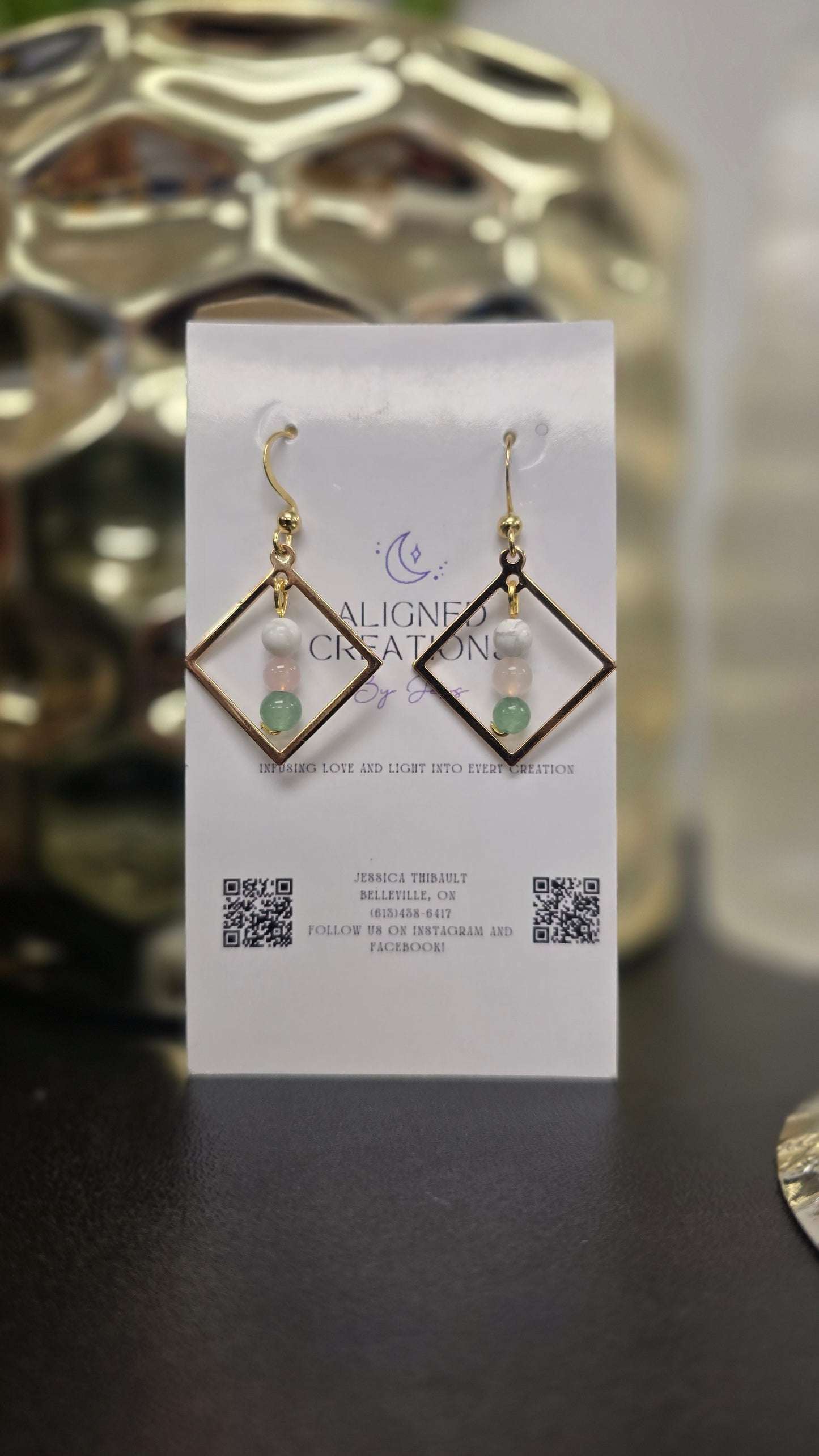 Howlite, Rose Quartz, Aventurine Earrings