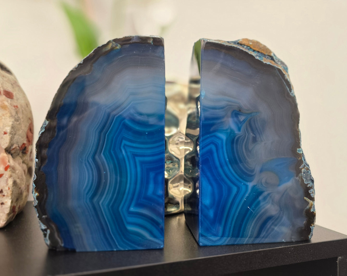 Blue Agate Book Ends - Set