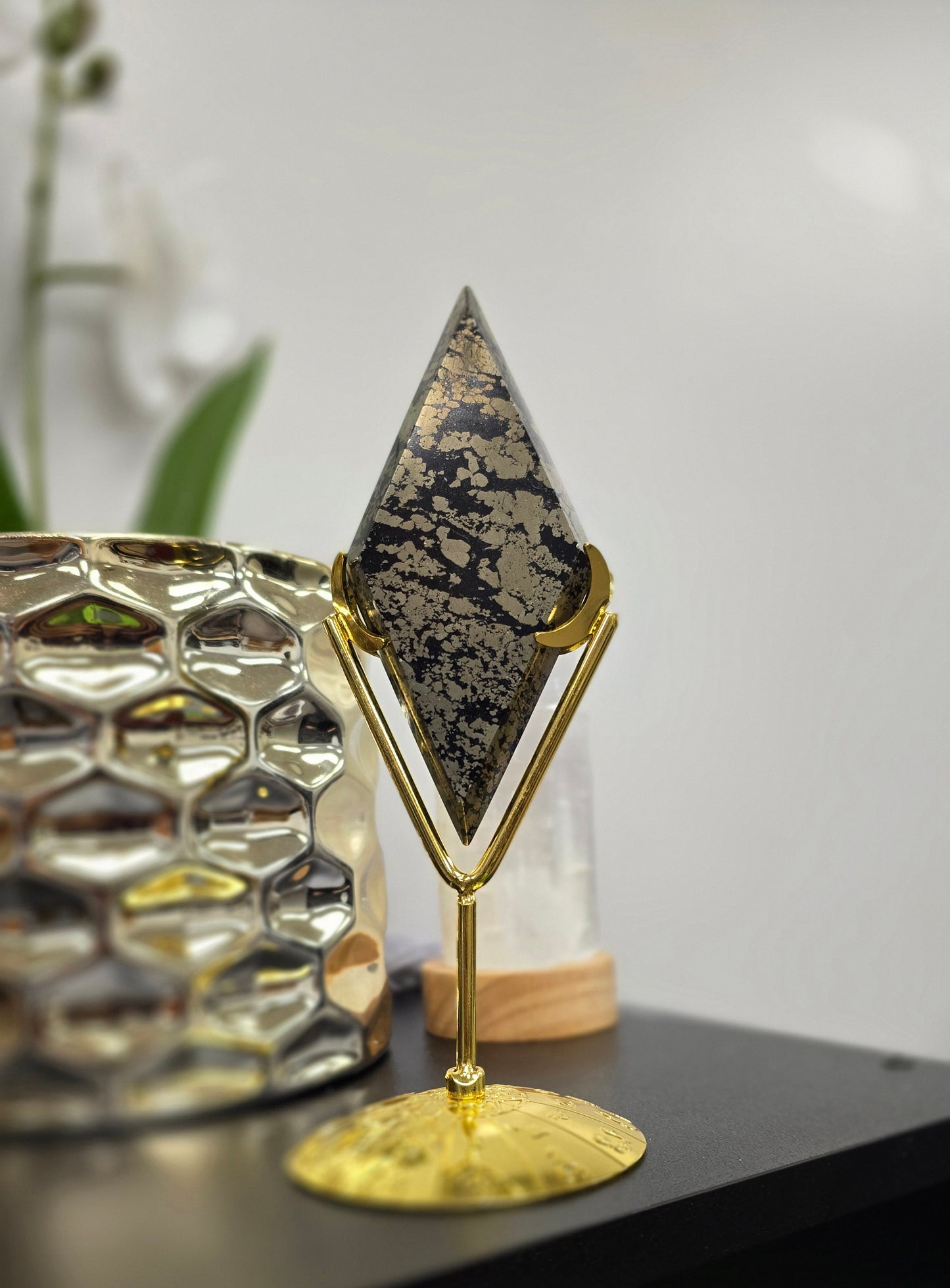 Pyrite Beveled Rhombus with Stand