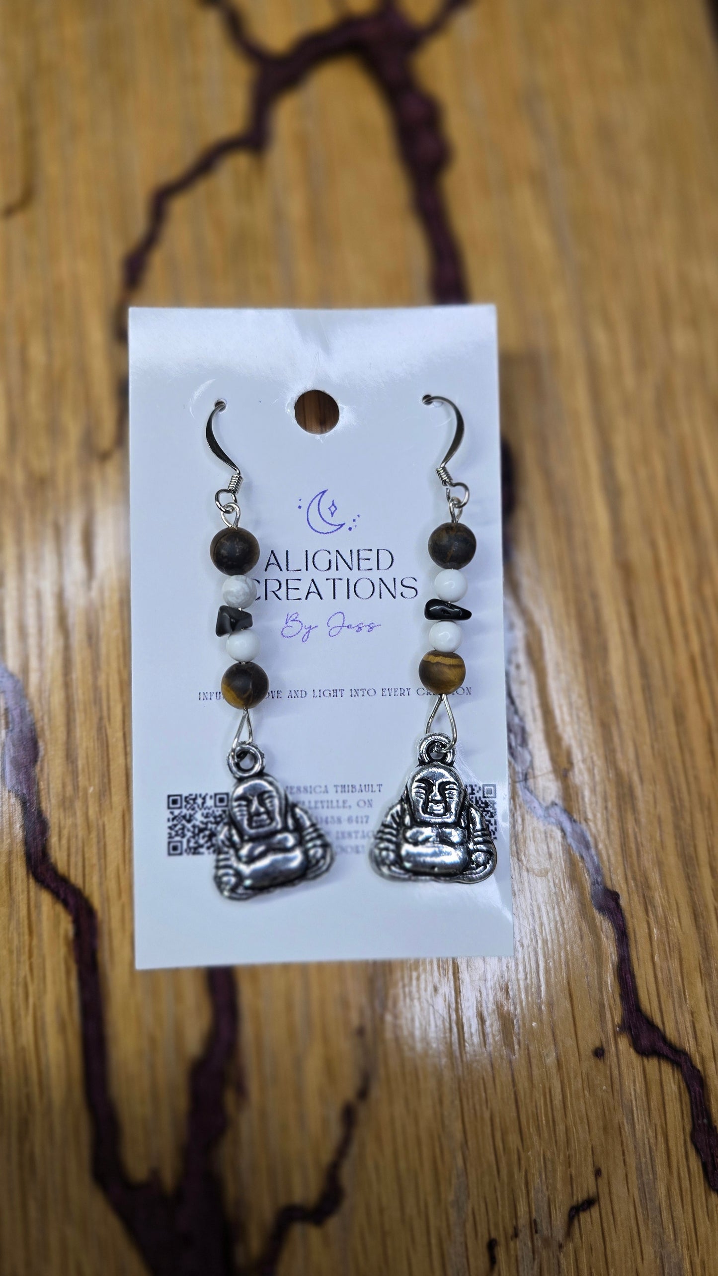 Crystal Beaded Earrings with Buddha by Aligned Creations by Jess