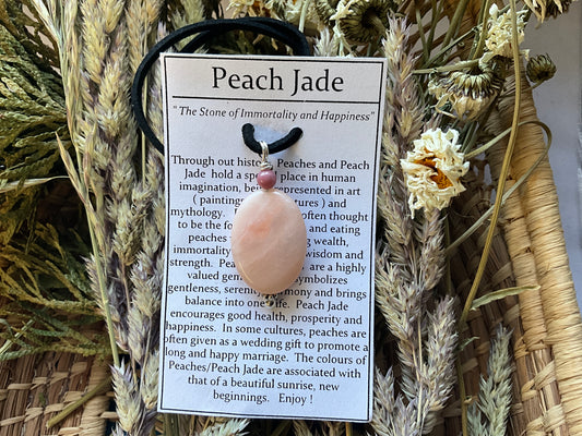 Peach Jade- Necklace Oval