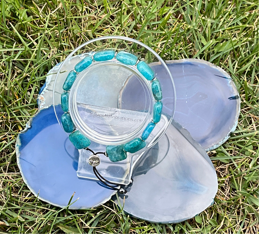 Influential Vibrations - Gemmy Blue Apatite Crystal Bracelet With Silver Moon Charm