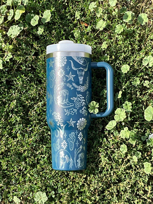 Blue Country Theme 40oz Tumbler - My Little Workbench