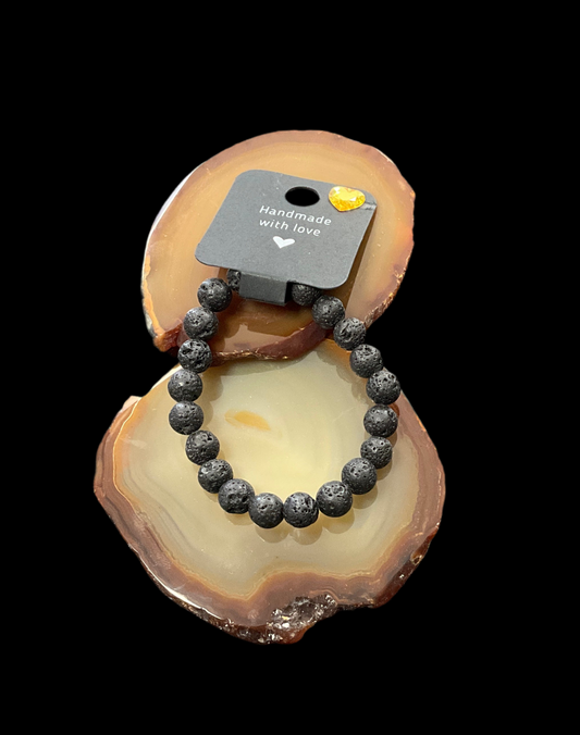 6 3/4in Lava Stone Beaded Baracelet