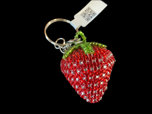 Beaded Strawberry keychain