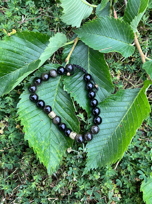 Gold Sheen Obsidian Adjustable Bracelet