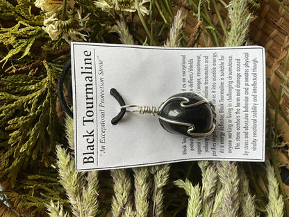 Black Tourmaline Wrapped Necklace