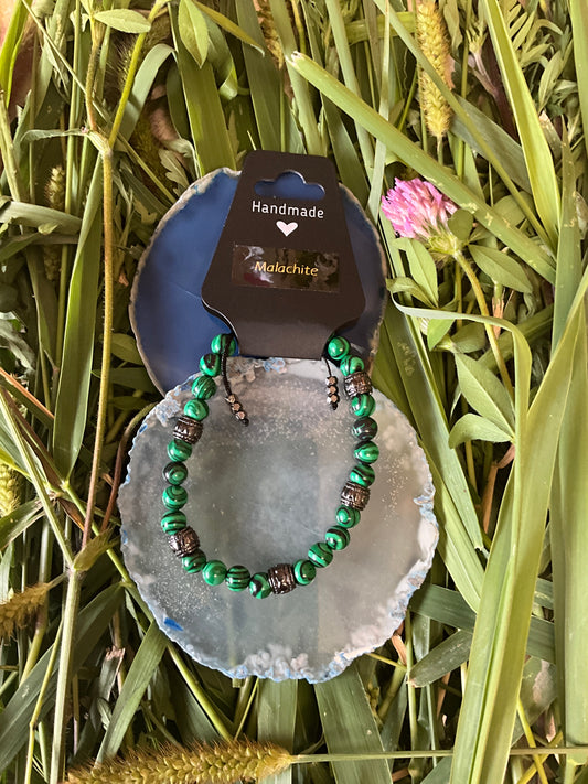 Influential Vibrations: Adjustable Bracelet - Malachite