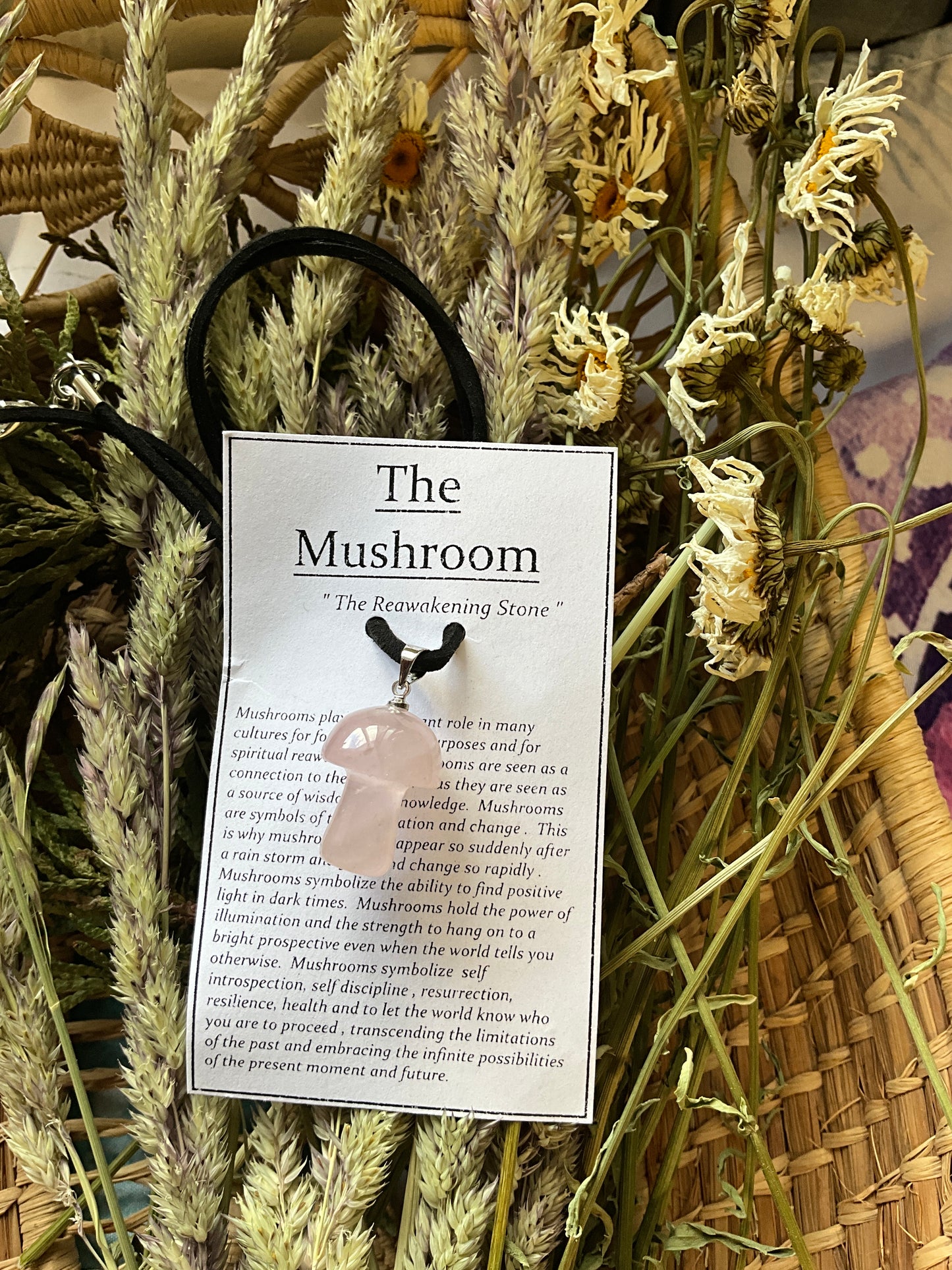 Rose Quartz Necklace- The Mushroom