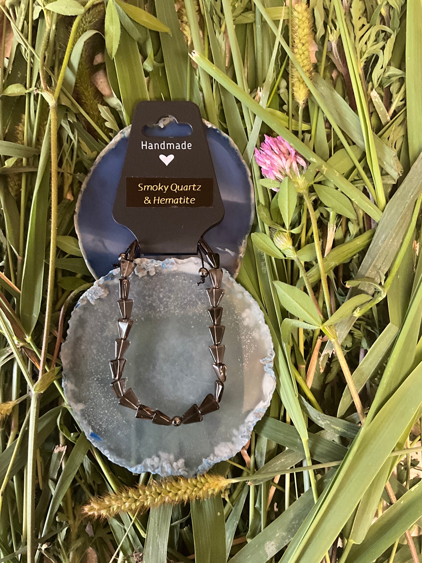 Influential Vibrations: Adjustable Bracelet - Smokey Quartz & Hematite