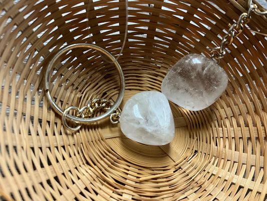 Clear quartz keychain