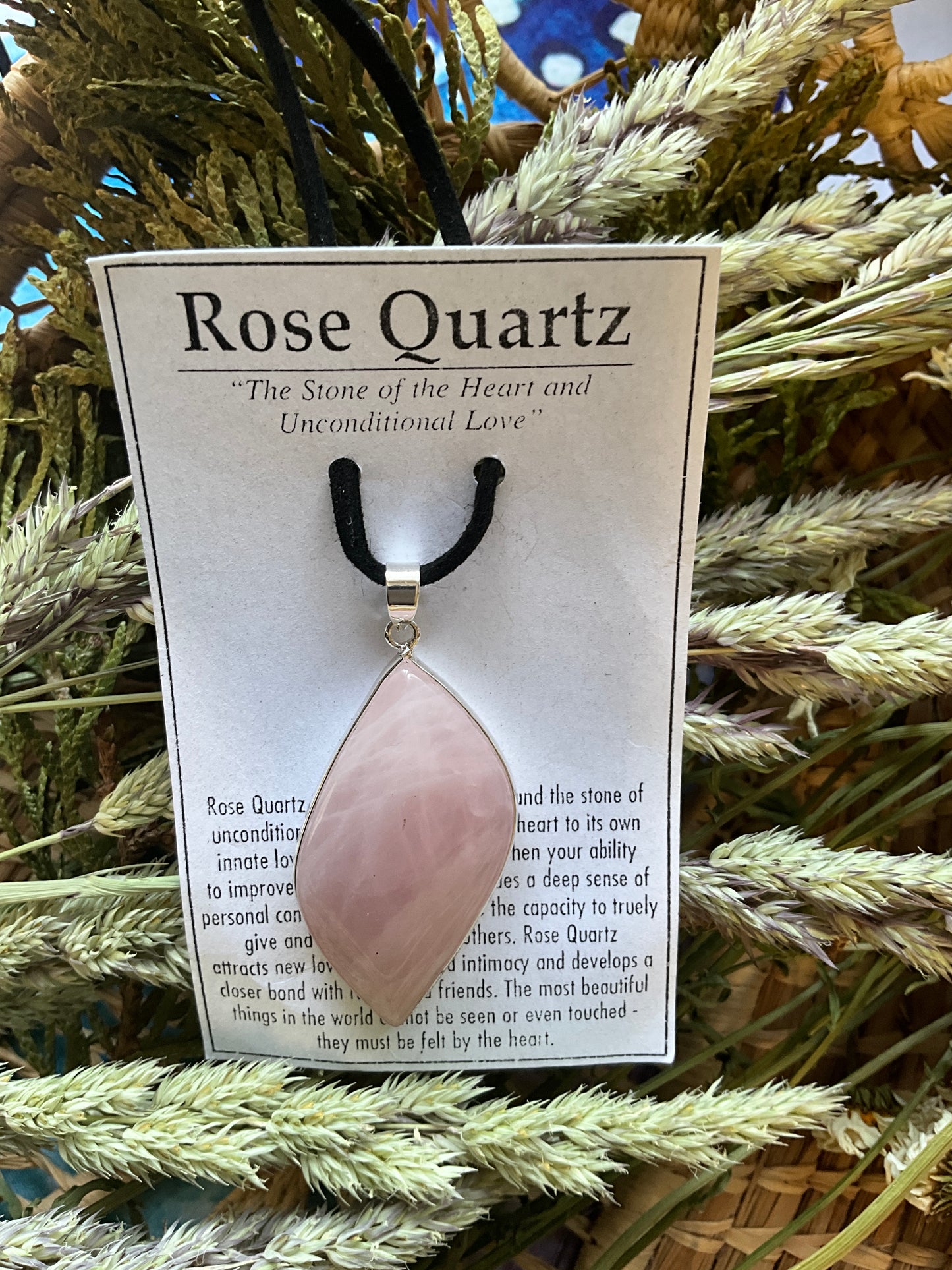 Rose Quartz- Necklace irregular teardrop