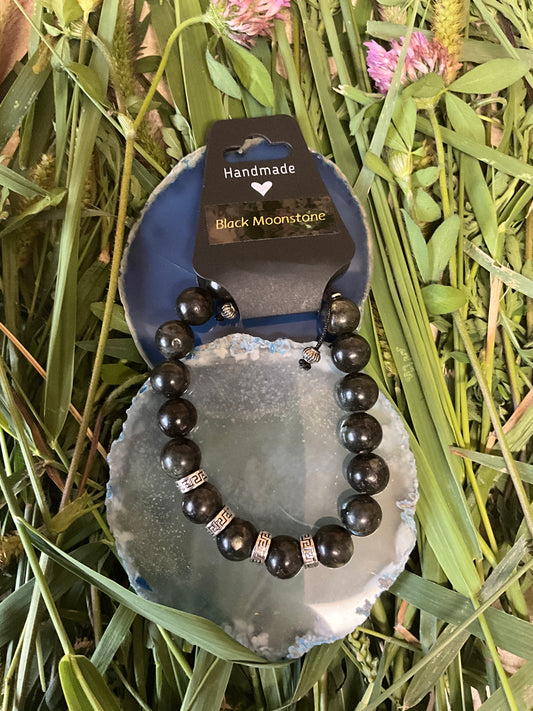 Influential Vibrations: Adjustable Bracelet - Black Moonstone
