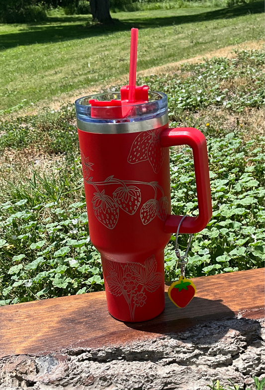 40oz. Red Strawberry Tumbler - My Little Workbench