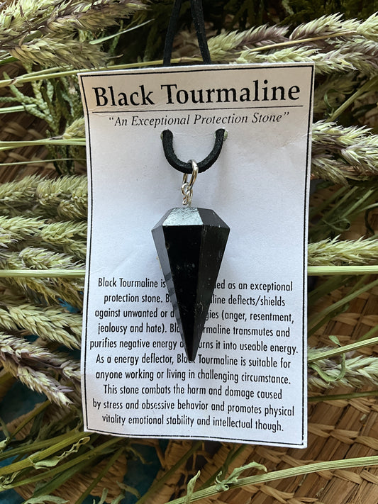 Black Tourmaline- Necklace hexagonal point