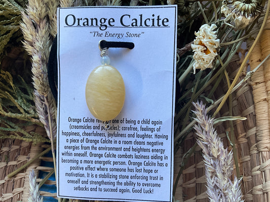 Orange Calcite- Necklace Oval
