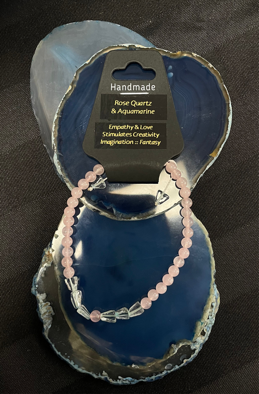 Influential Vibrations - Rose Quartz & Aquamarine Handmade Bracelet