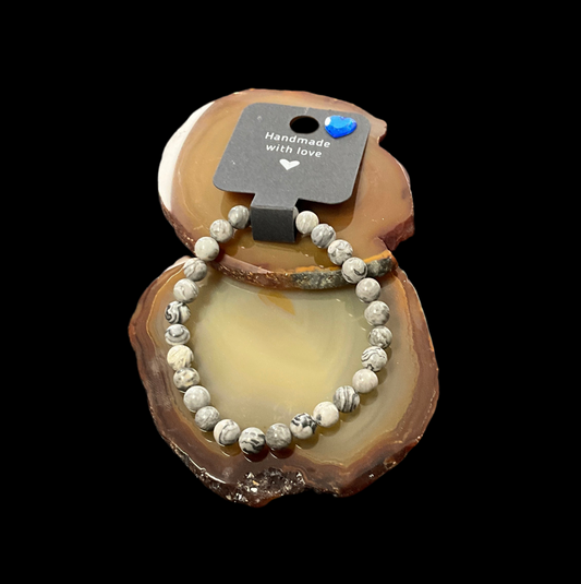 7 1/4in Map Jasper Beaded Bracelet