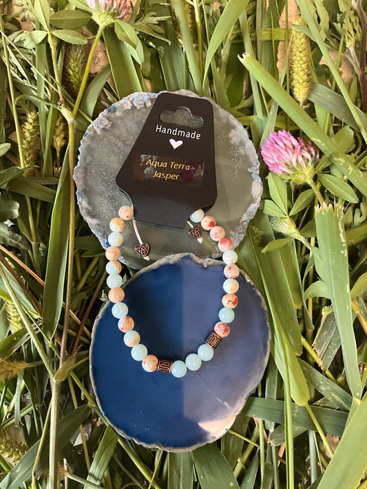 Influential Vibrations: Adjustable Bracelet - Aqua Terra Jasper