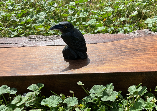 Black Onyx Raven Figurine - Large