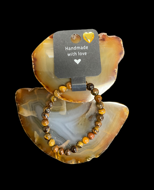 6 3/4in Tiger Eye Beaded Bracelet