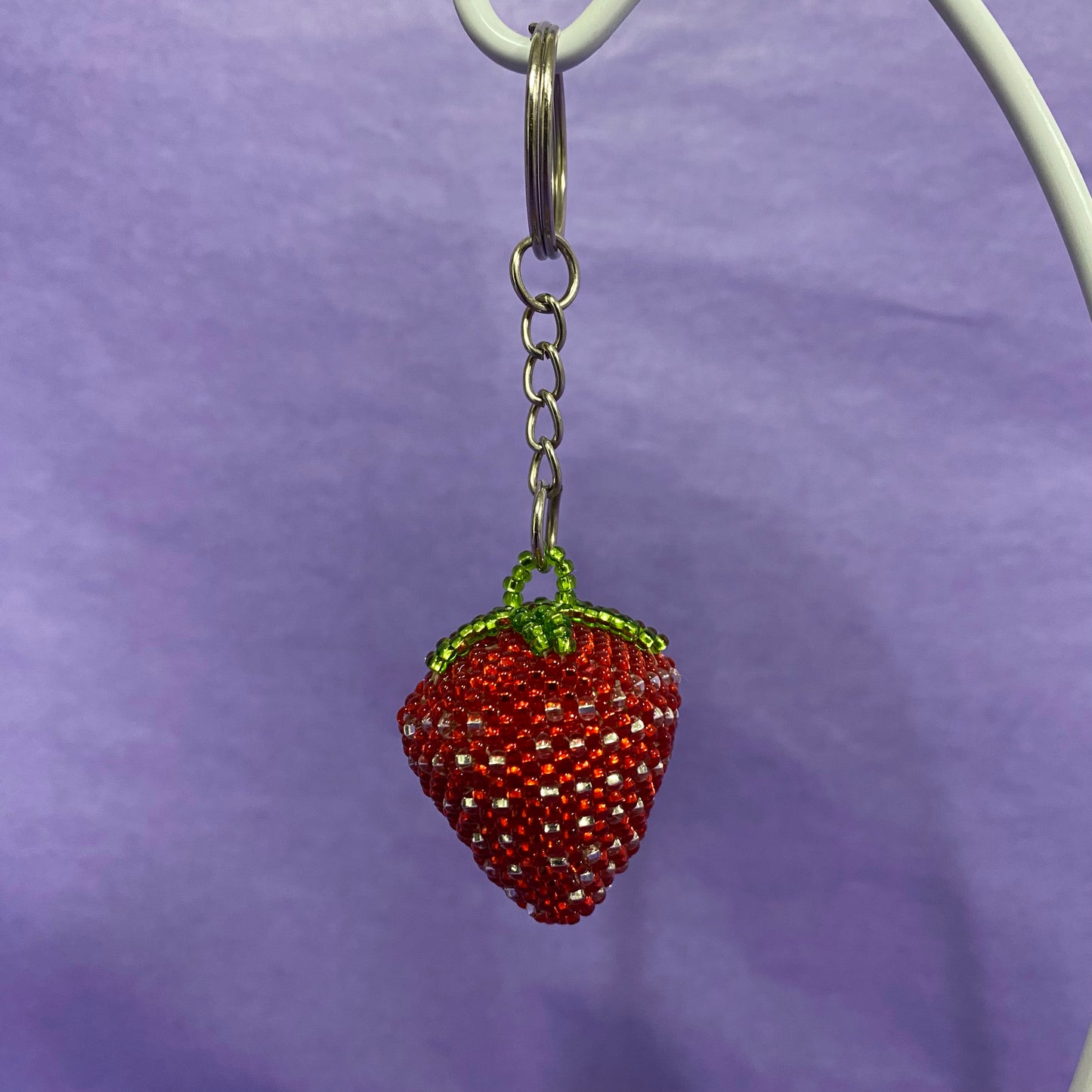 Strawberry Beaded Keychain