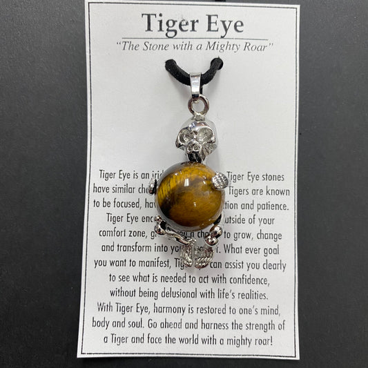 Tiger’s Eye Skeleton Sphere Necklace