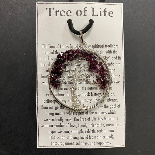 Tree of Life Large Garnet Necklace