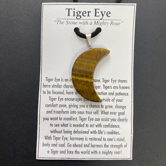 Tiger’s Eye Flat Moon Necklace