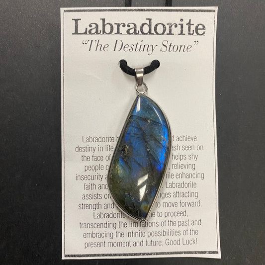 Labradorite Leaf Shape with Silver Bezel Necklace