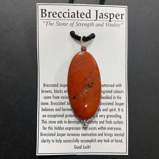 Brecciated Jasper Long Oval Necklace