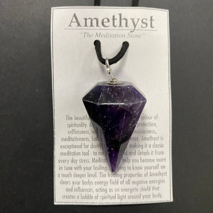 Amethyst Faceted Point Pendulum Necklace