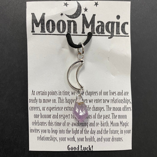 Amethyst Hanging Moon Necklace