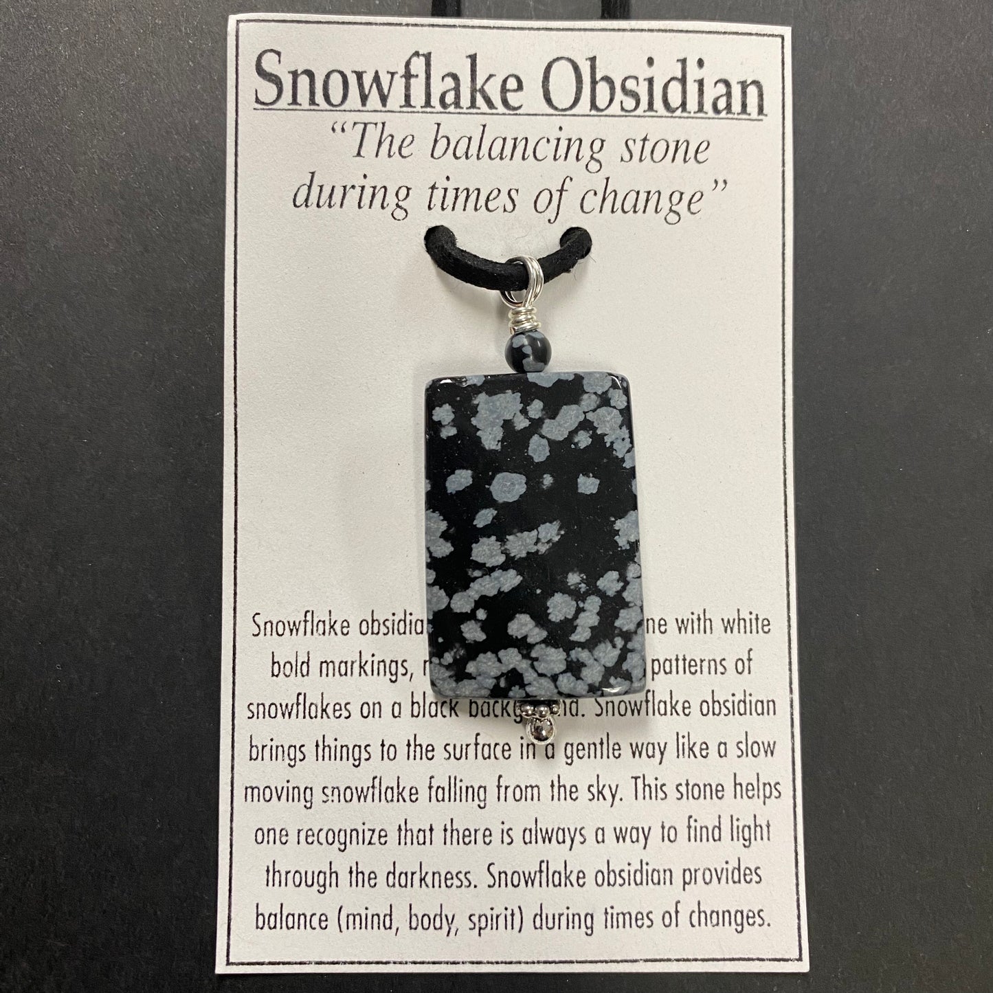 Snowflake Obsidian Rectangle Necklace