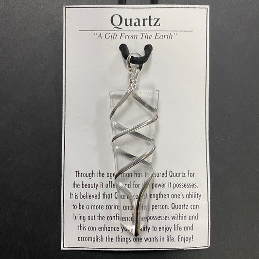 Clear Quartz Silver Swirl Wrap Necklace