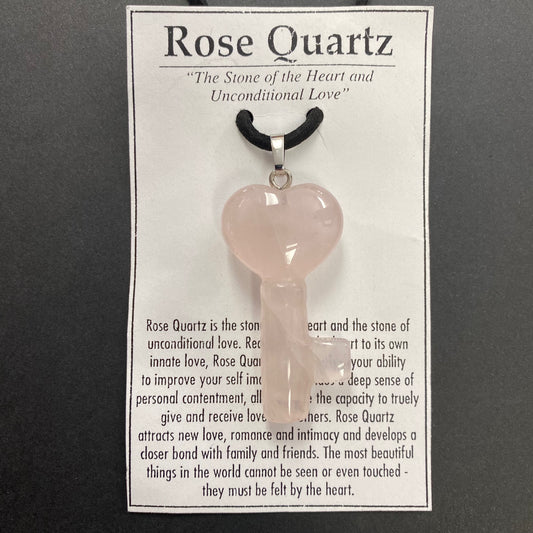 Rose Quartz Heart Key Necklace